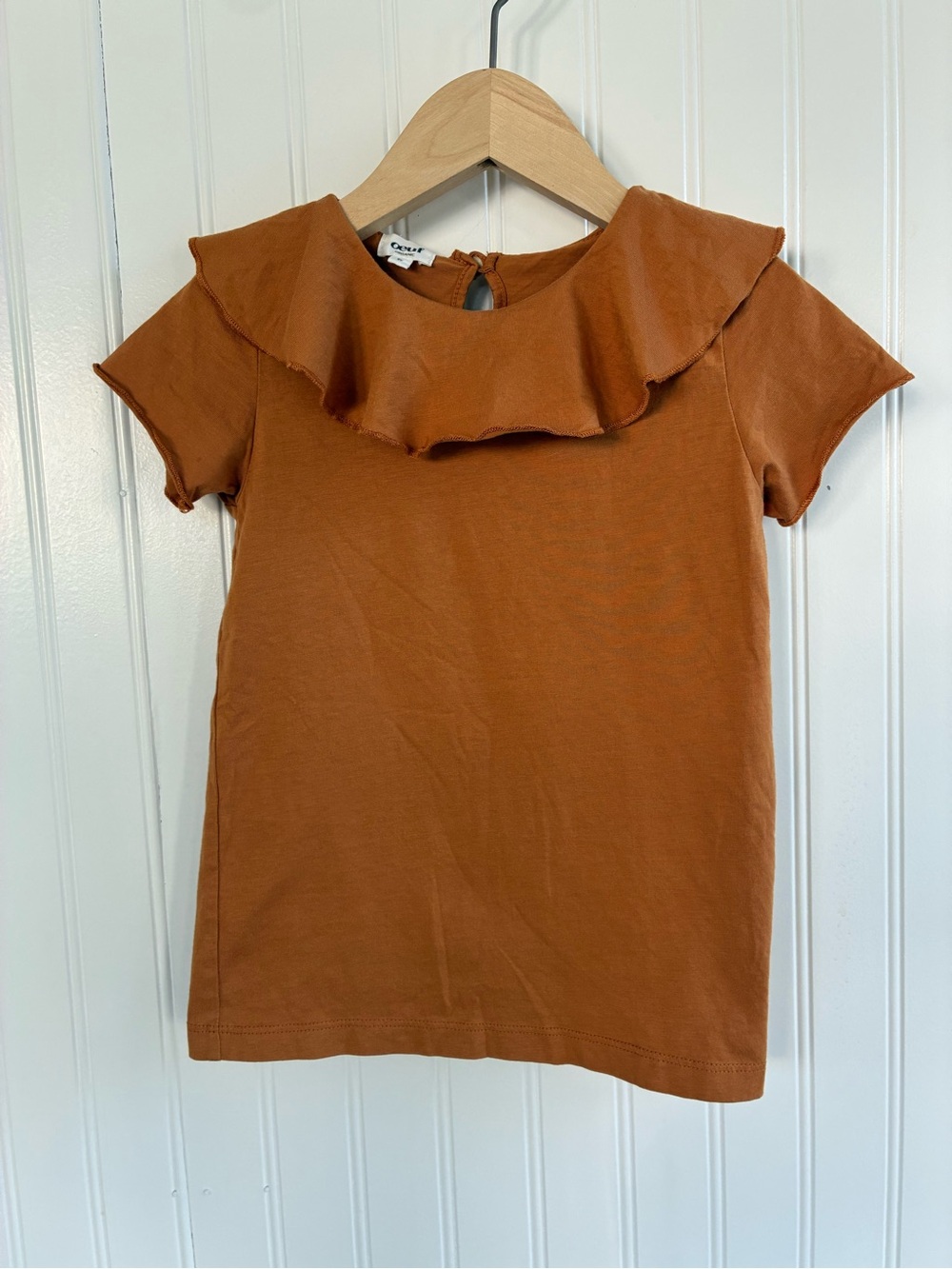 OEUF NYC Children's Ruffle Collar Top - Rust